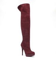 Overkneestiefel Velours Delilah bordeaux