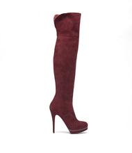 Overkneestiefel Velours Delilah bordeaux