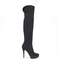 Overkneestiefel Velours Delilah schwarz