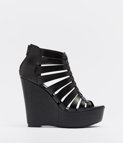 plateau sandaletten sandalen damen leder schwarz