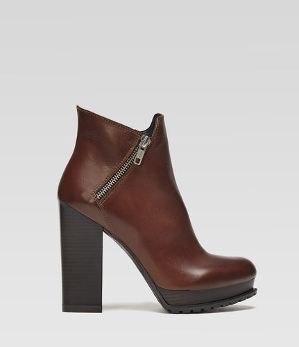 Braune Plateau Stiefelette Emma elegant