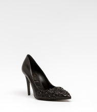 schuhe damen absatz applikation schwarz