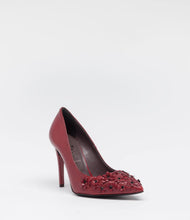 schuhe damen absatz blumen applikation rot