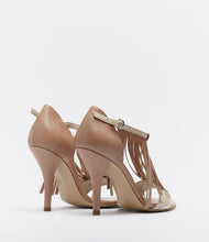 schuhe fransen high heels nude
