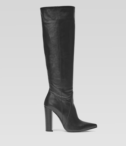 Schwarzer Langschaftstiefel Clara klassisch