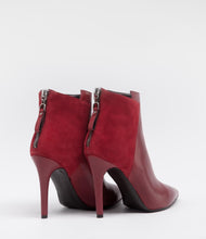 spitze leder wildleder high heels stiefelette rot