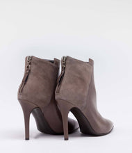 spitze leder wildleder high heels stiefelette taupe