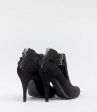 spitze wildleder high heels stiefelette cut out schwarz
