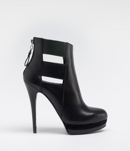 stiefeletten schuhe absatz schick reißverschluss schwarz